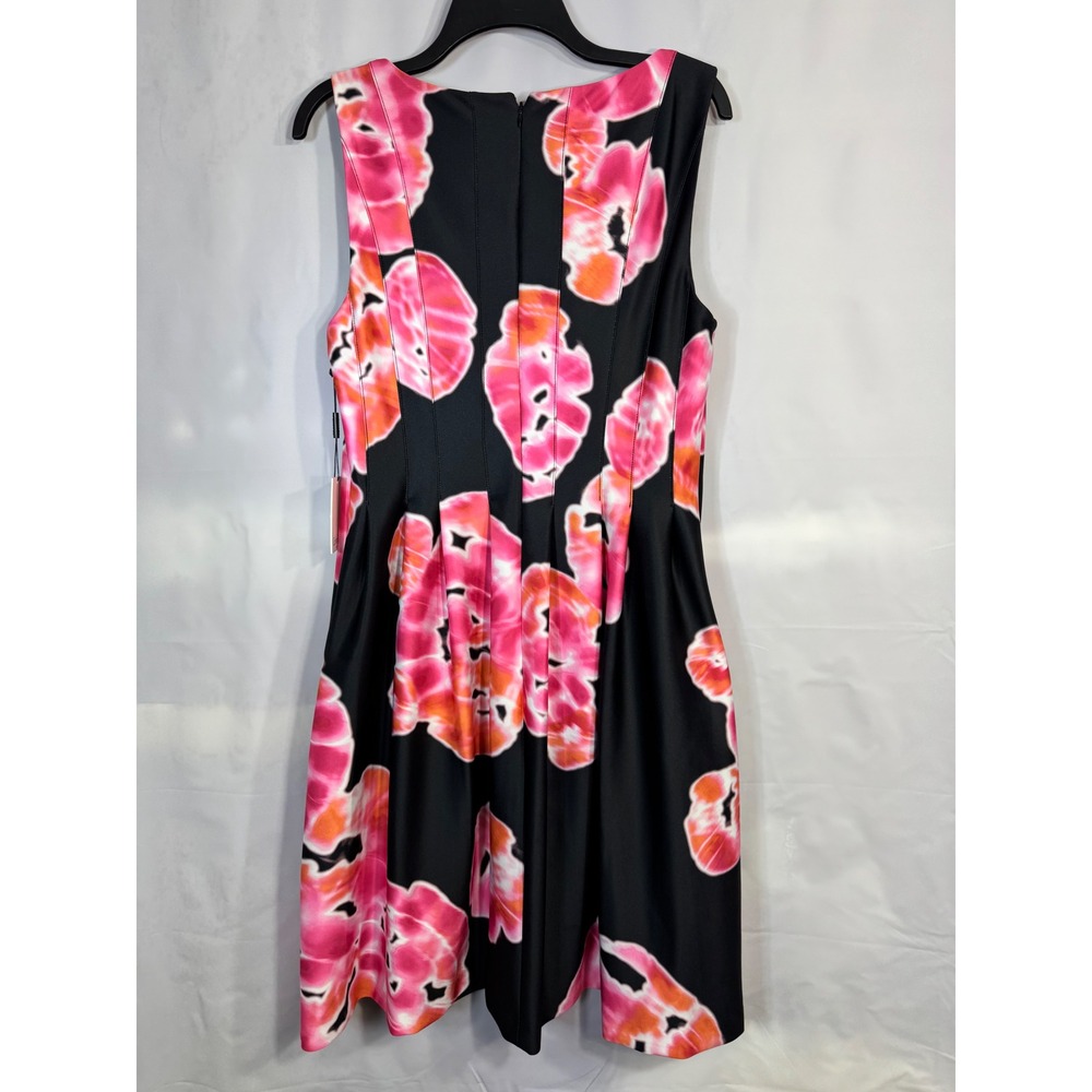 Calvin Klein Pink Orange Floral Scuba Fit Flare Dress - Picture 5 of 7